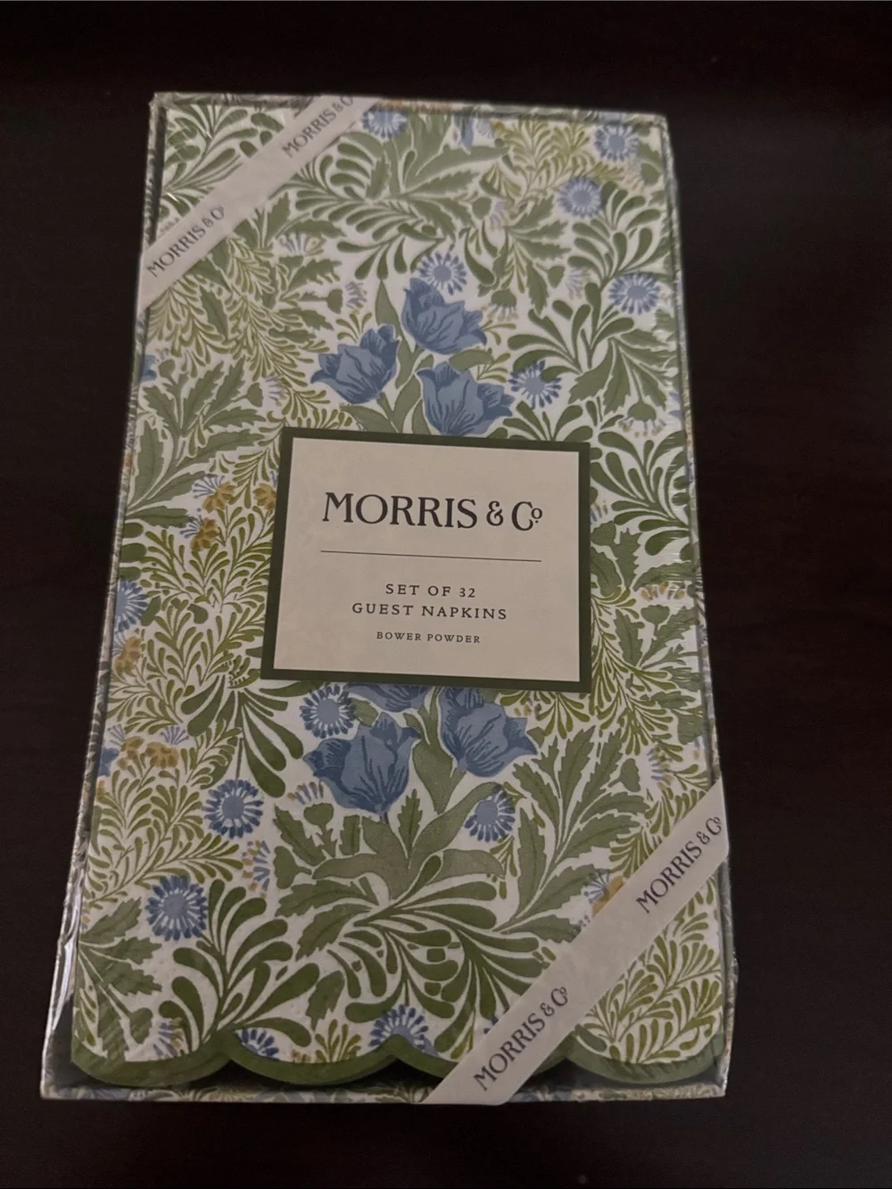 Morris & Co Blue and Green Floral Guest Napkins - Set of 32